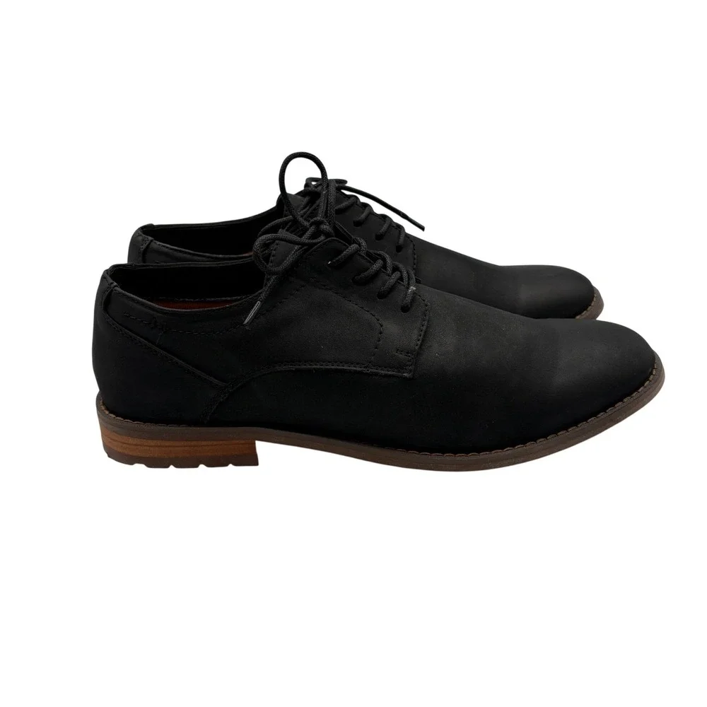 J75 by JUMP Oxford Dress Shoes Mens 10.5 Black Excellent Matte Plain Toe Lace Up